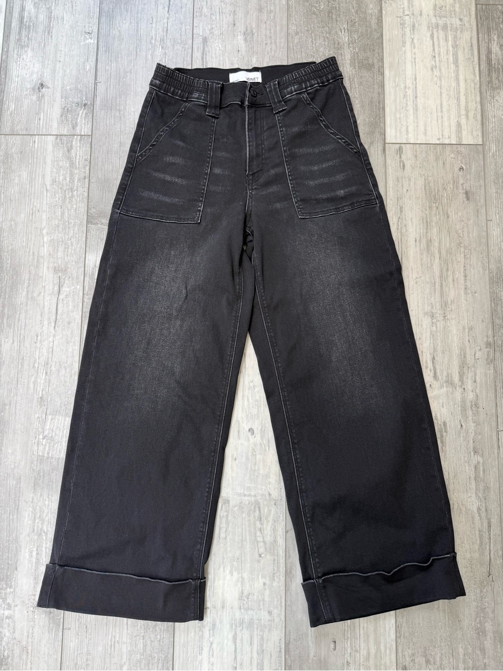 Vervet Kris High Rise Super Soft Baggy Wide Leg Jeans Size 27 Black Double Cuff
